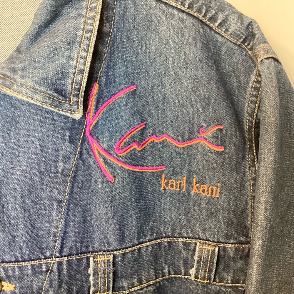Vintage Karl Kani Short Sleeve Denim Button Up Shirt 90s 2Pac Streetwear - L - Picture 4 of 10